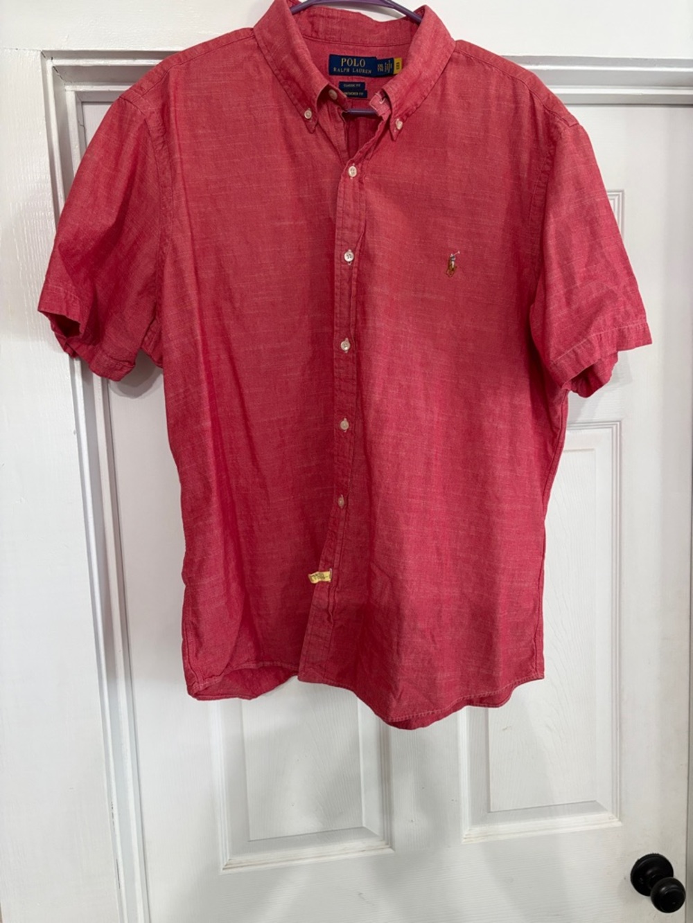 Polo by Ralph Lauren Coral-Red Short Sleeve Button-Down Shirt